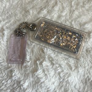 Coach silver glitter Hangtag with poppy clear purple Hangtag